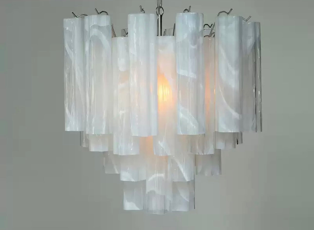 Murano Style Glass Chandelier | White Swirl Art | Mid-century Italian | Casalola Lights Casalolalights Luxury Lamps