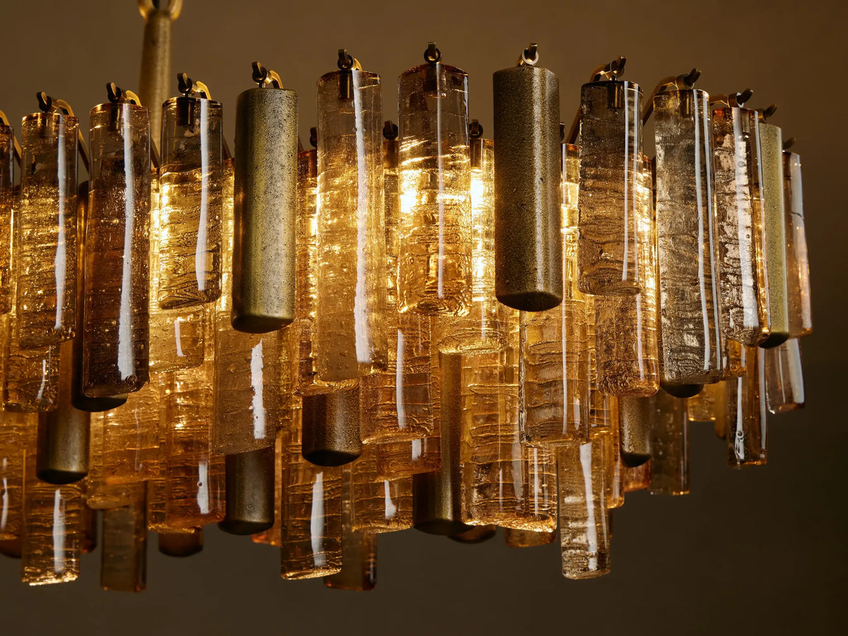 Large Linear Cast Glass Chandelier | Brass | Veneziana Casalola Lights Luxury Lamps for Interior Designers