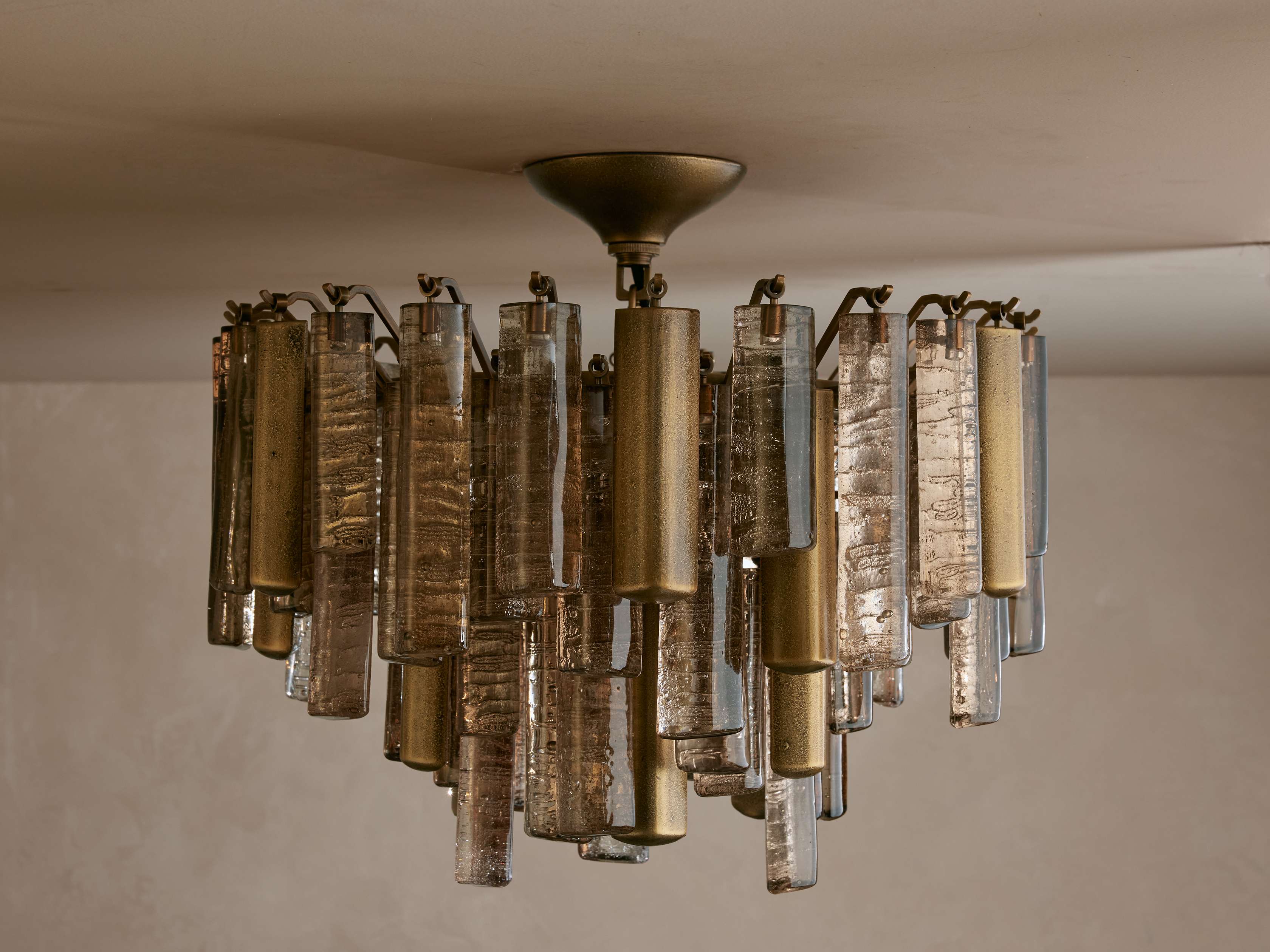 Venetian Style Cast Glass Semi Flush Ceiling Light Bronze and Burnished Brass Statement Fixture Casalolalights Luxury
