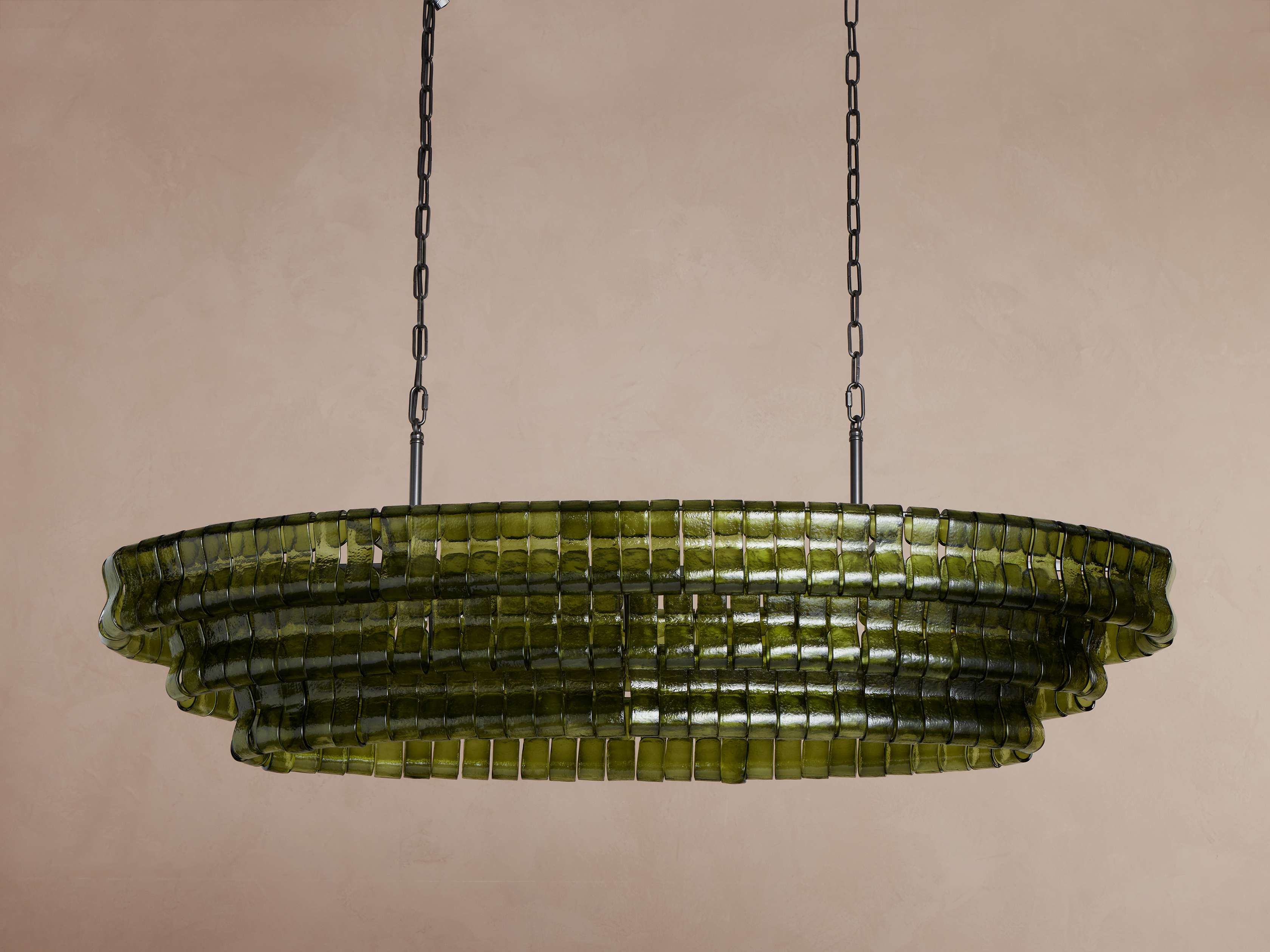 Green Curved Glass Panel Chandelier with Brass Frame Large Art Deco Dining Room Statement Ceiling Light Casalolalights