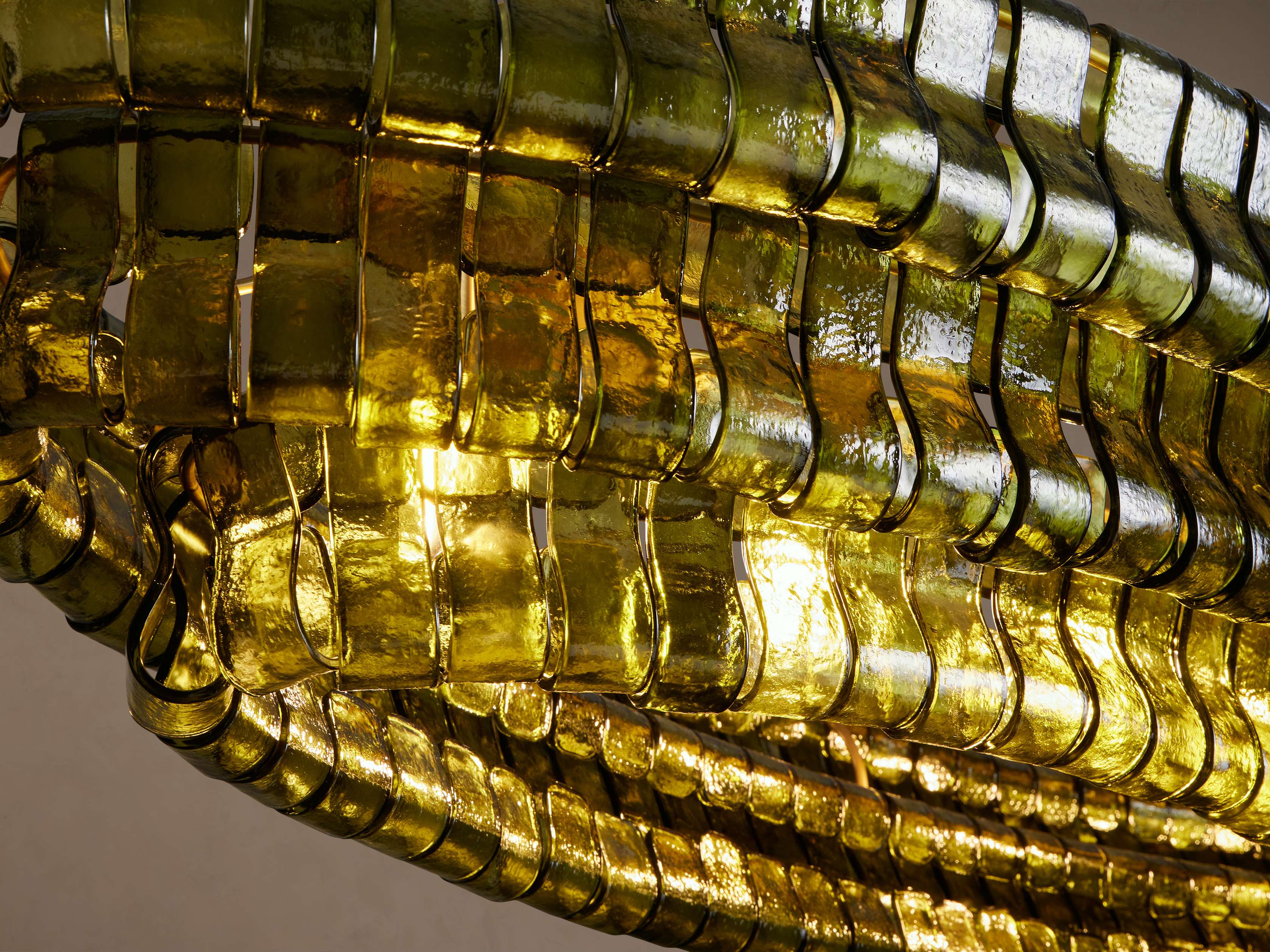 Green Curved Glass Panel Chandelier with Brass Frame Large Art Deco Dining Room Statement Ceiling Light Casalolalights