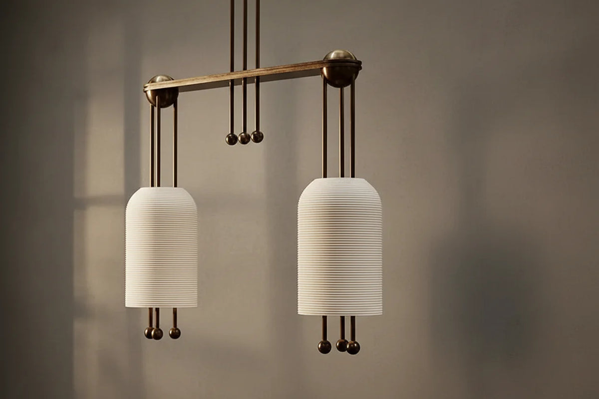 The Verona Linear | Solid Copper & Fluted Biscuit Porcelain