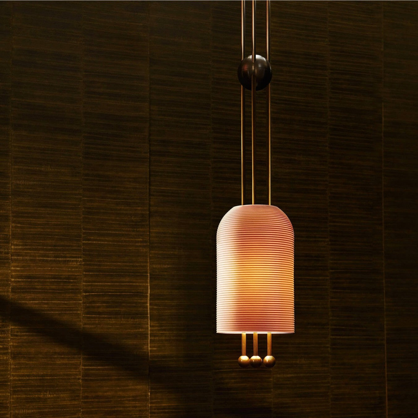 Solid Copper Pendant | Hand-cast Biscuit Porcelain | 25cm Fluted Lantern | Gallery Grade Island Light | Casalola Lights