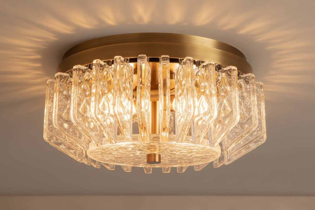 VETRO OTTONE FLUSH MOUNT | TEXTURED GLASS & BRASS | CLVO150BR