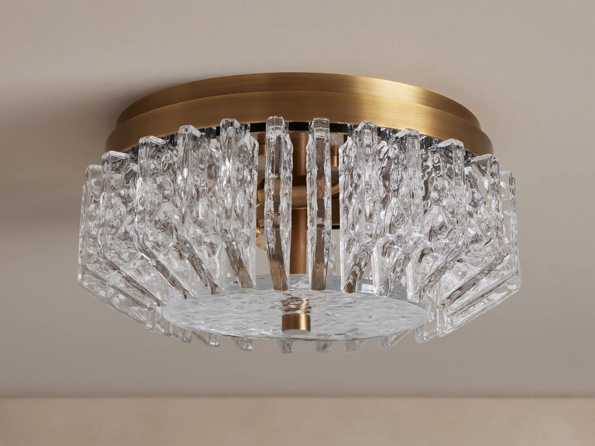 Brass & Textured Glass Flush Mount Ceiling Light | Vetro Ottone Casalola Lights Luxury Lamps for Interior Designers