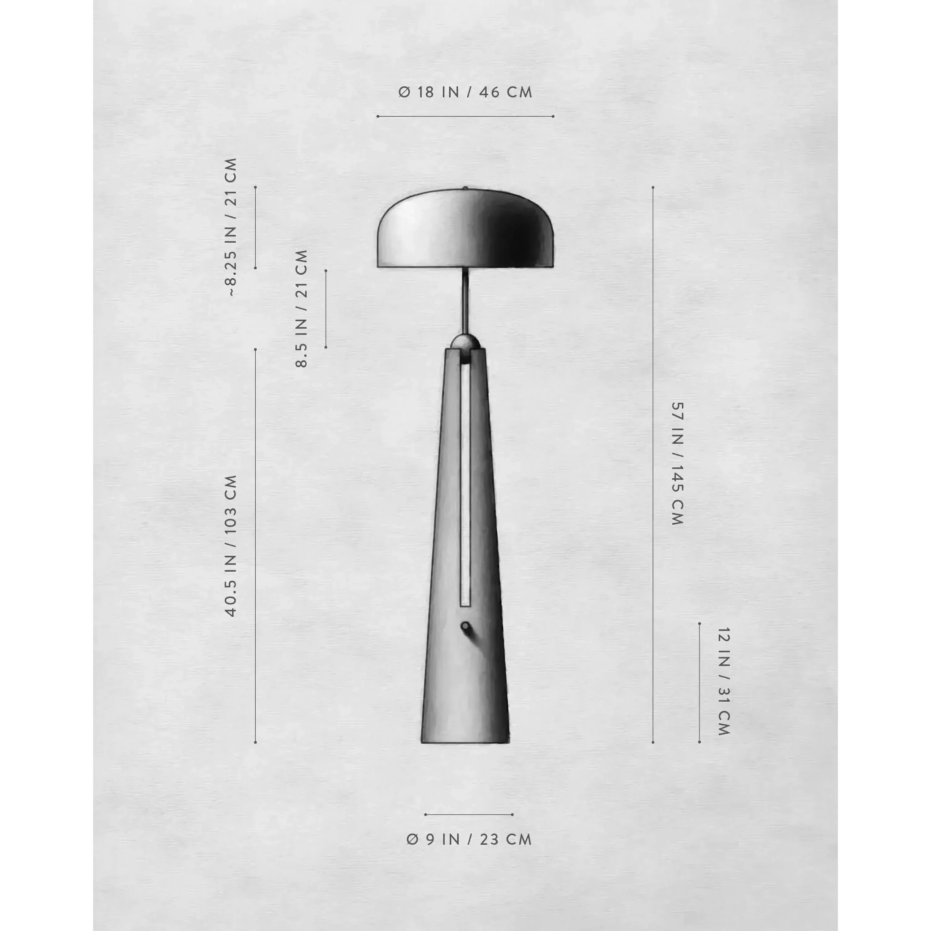 Solid Brass & Leather Dome Floor Lamp | Mid-century Italian Modern | 145cm Tall Executive | Casalola Lights