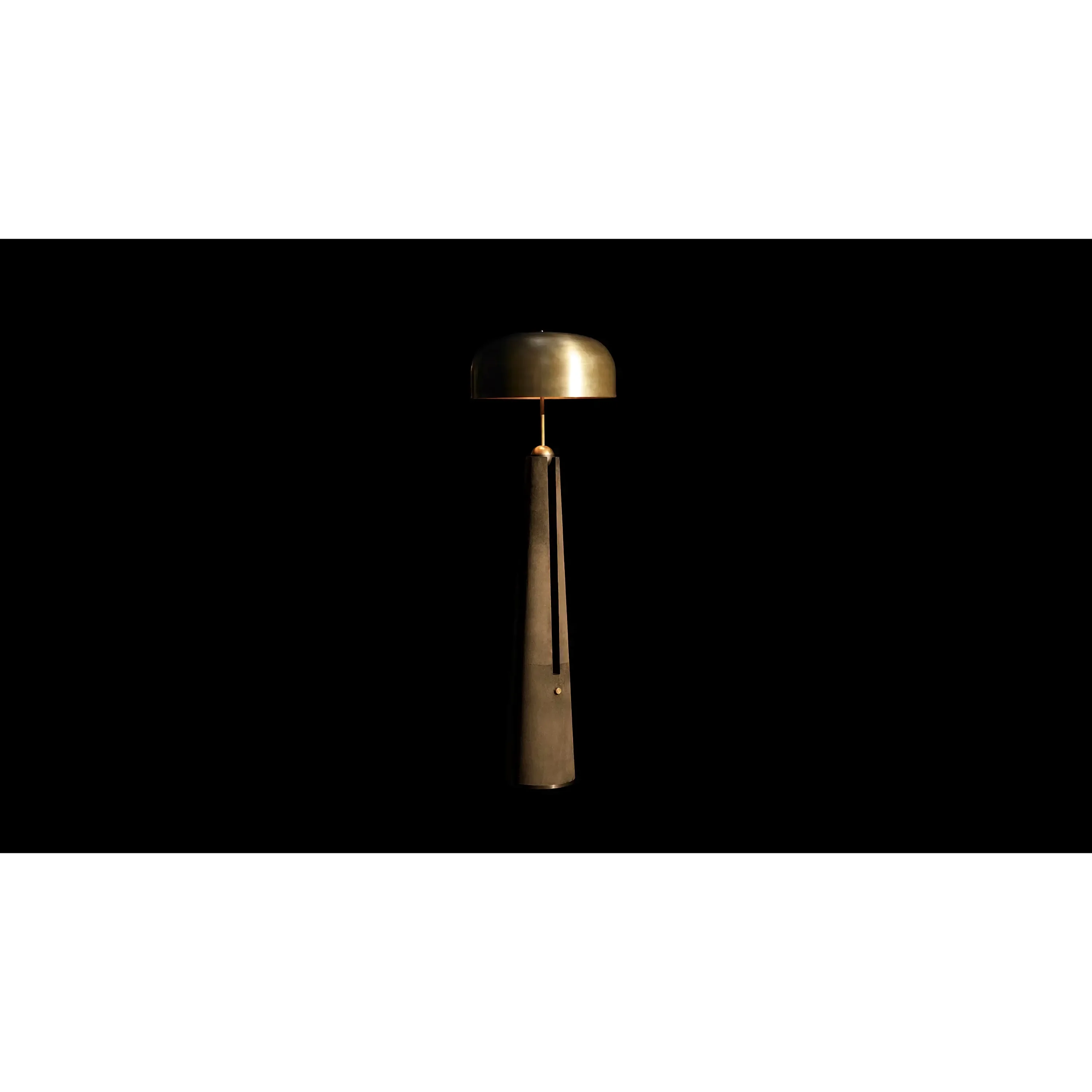 Solid Brass & Leather Dome Floor Lamp | Mid-century Italian Modern | 145cm Tall Executive | Casalola Lights