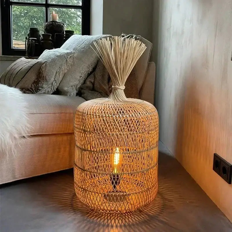 Vintage Handcrafted Bamboo Lamp Collection Floor Lamps Pendant Natural Material - Lamps