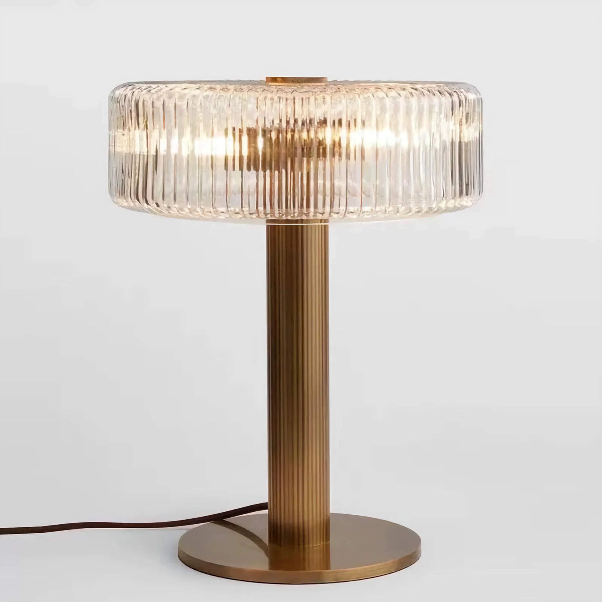Copper & Ribbed Glass Table Lamp 39cm | Hammered-copper Accent Art Deco Bedroom Console Casalolalights Luxury Lamps
