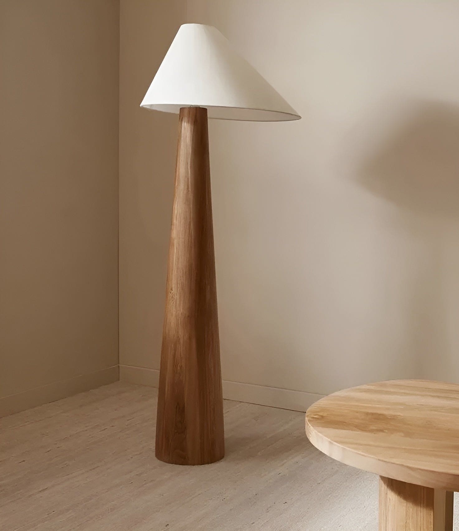 Vintage Solid Wood Floor Lamp for Living Room Bedroom Japandi Lamps