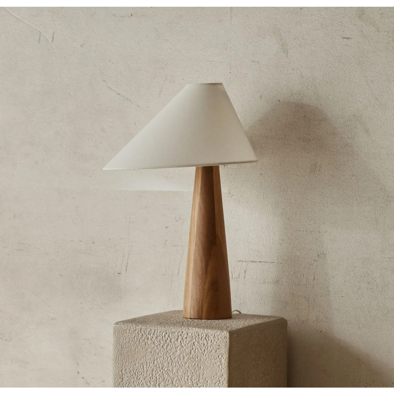 Vintage Solid Wood Table Lamp Japandi Lamps Unique Earth Tones