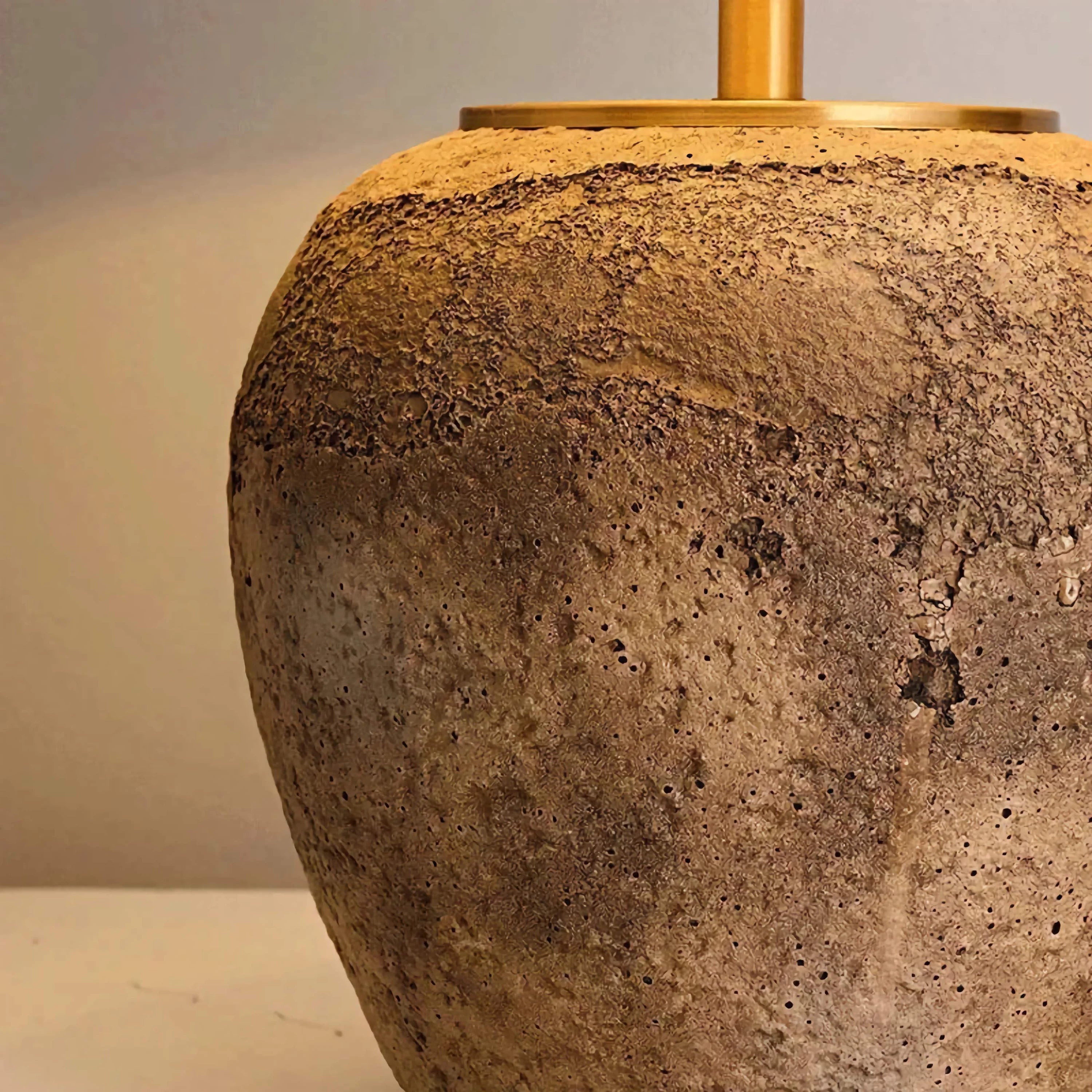 Vintage Taupe Wabi Style Table Lamp | Ceramic Bedside