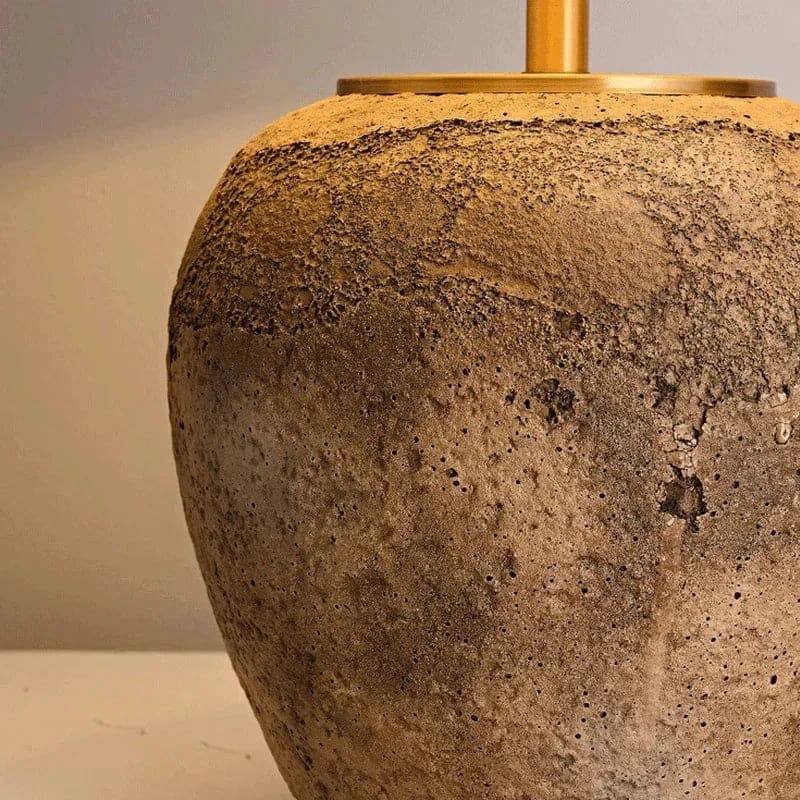 Vintage Taupe Wabi Style Table Lamp | Ceramic Bedside - Lamps