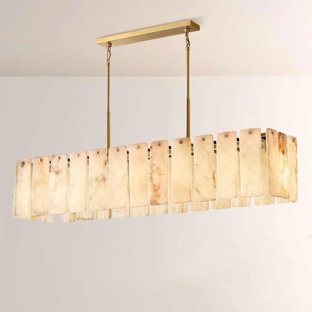 Spanish Alabaster Linear Chandelier for Dining Room | 152cm 183cm Solid Brass Mid-century Modern Casalolalights Luxury