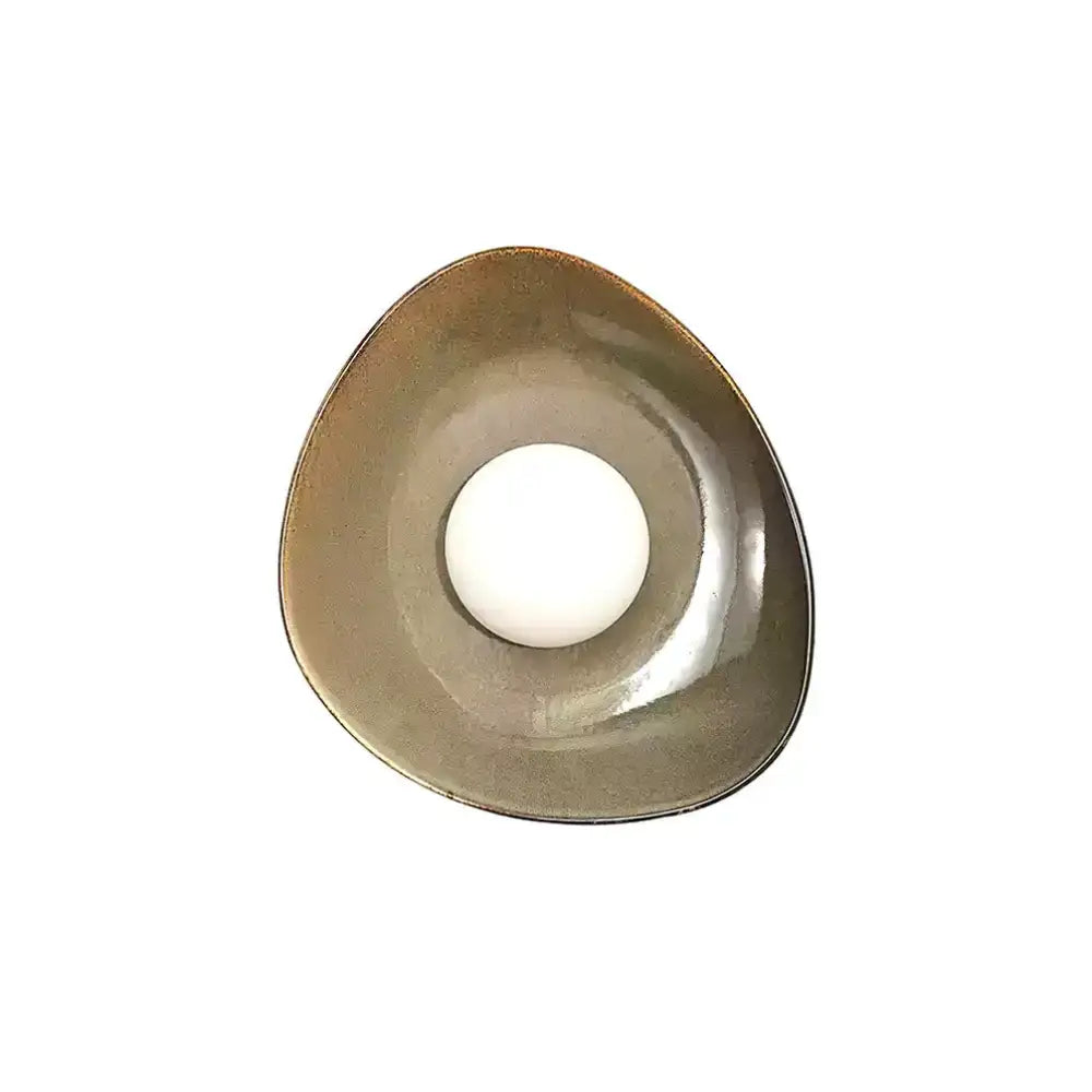 Bronze Asymmetrical Disc Sconce | Wabi-sabi Accent Wall Light - Sconces