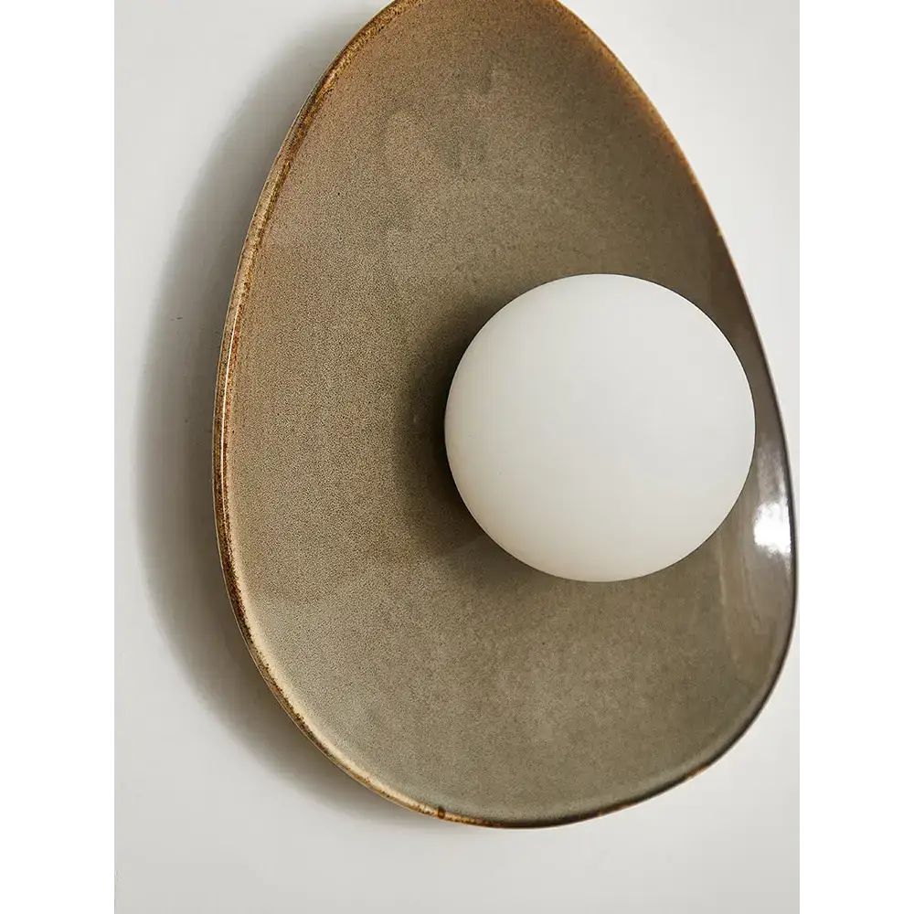 Bronze Asymmetrical Disc Sconce | Wabi-sabi Accent Wall Light - Sconces