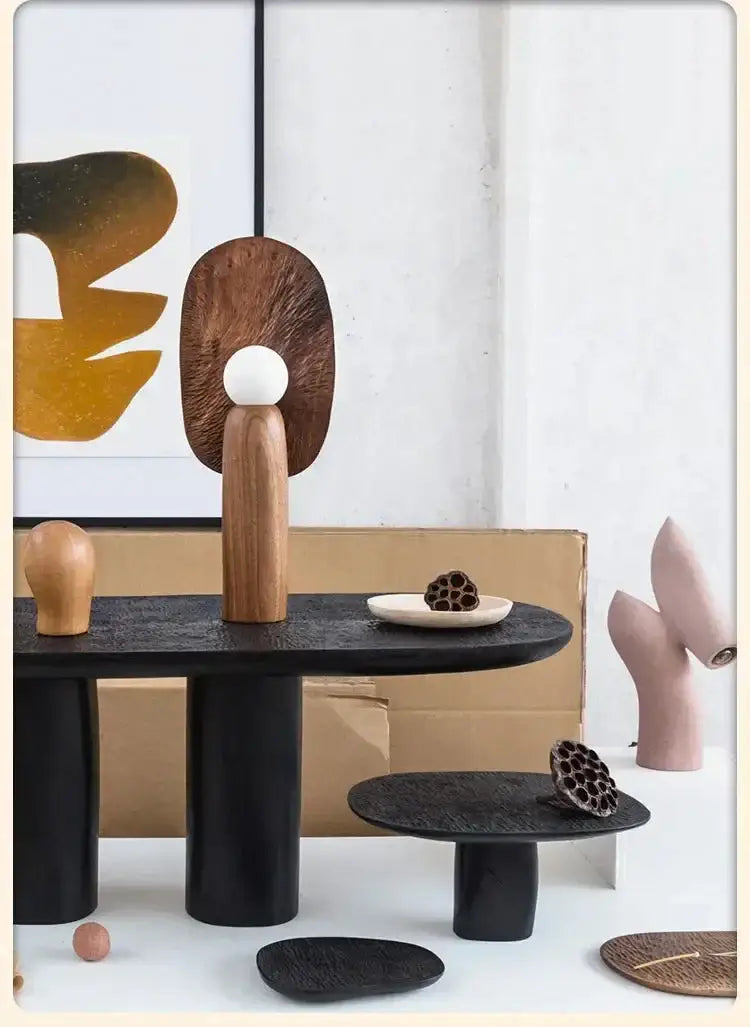 Modern Sculptural Wooden Table Lamps – Minimalist Accent Lighting Art Deco Design for Living Rooms & Bedrooms