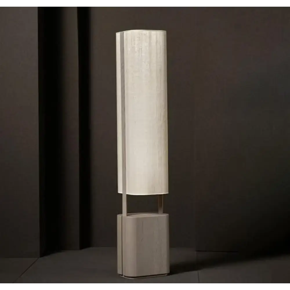 Monolithic Floor Lamp with Linen Shade | Sculptural Ambient Lighting - Lamps