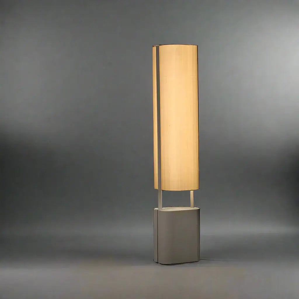 Monolithic Floor Lamp with Linen Shade | Sculptural Ambient Lighting - Lamps