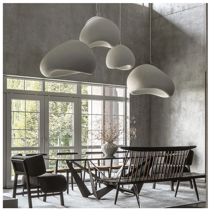 Wabi-sabi Pendant Light 20-80cm | Organic Cast-resin Sculptural Lamp Japandi Minimalist Dining & Foyer Casalolalights