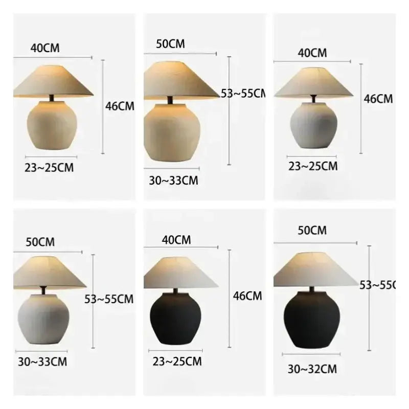 Wabi-sabi Table Lamps Hislin Series | Black and White Available | Ceramic Lamp Minimalist Tones