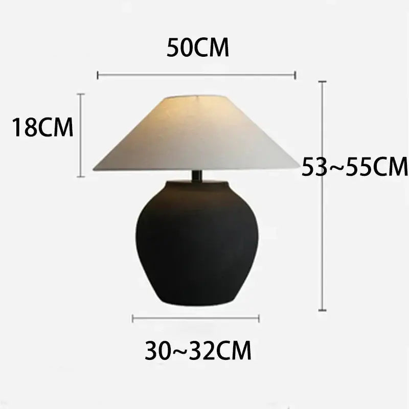 Wabi-sabi Table Lamps Hislin Series | Black and White Available | Ceramic Lamp Minimalist Tones