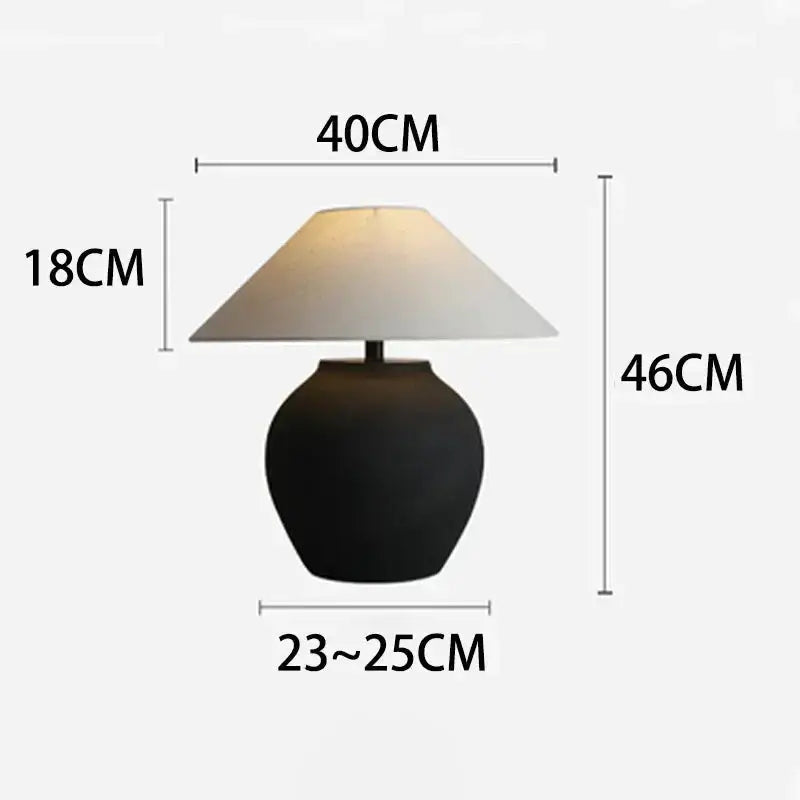 Wabi-sabi Table Lamps Hislin Series | Black and White Available | Ceramic Lamp Minimalist Tones