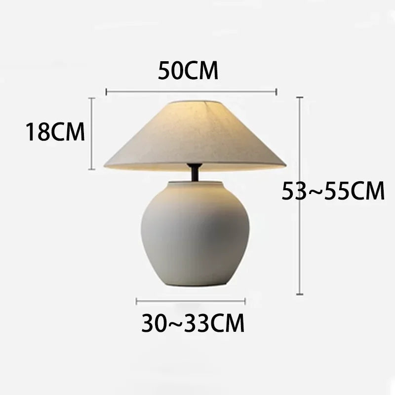 Wabi Sabi Table Lamps Hislin Series | Black and White Available | Ceramic Lamp Minimalist Tones
