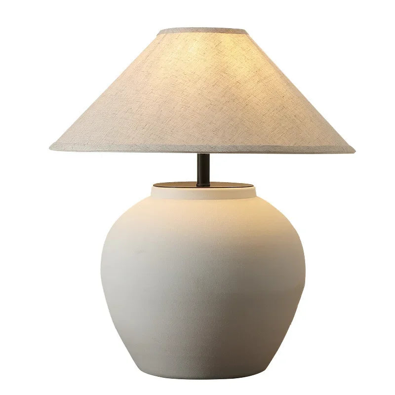 Wabi Sabi Table Lamps Hislin Series | Black and White Available | Ceramic Lamp Minimalist Tones