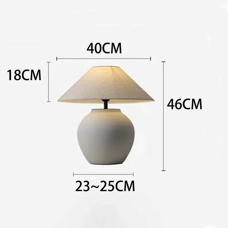 Wabi Sabi Table Lamps Hislin Series | Black and White Available | Ceramic Lamp Minimalist Tones