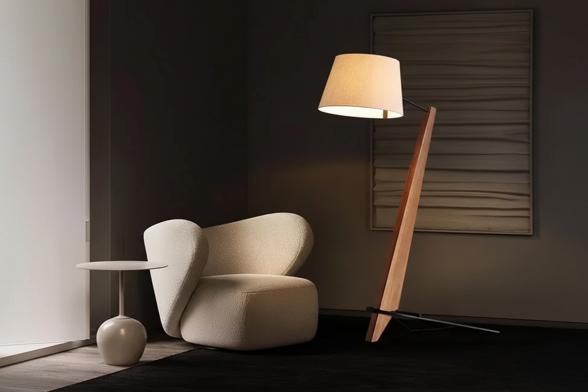 Walnut Angled Arm Floor Lamp | 90cm Reach Over Sofa 180cm Tall E26/e27 Dimmable Option Casalola Lights Luxury Lamps