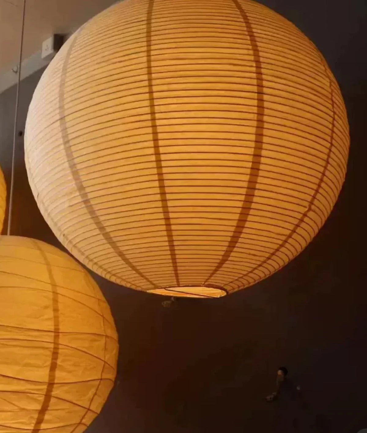 Round Washi Paper Lantern Pendant | Extra Long Cable for a Stairwell Even Glow Seven Sizes Japandi Casalola Lights