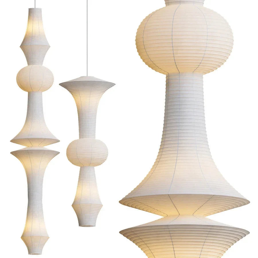 Extra Tall Washi Paper Pendant | Two Heights for a Stairwell or Double Height Room Touch Switch Casalola Lights Luxury