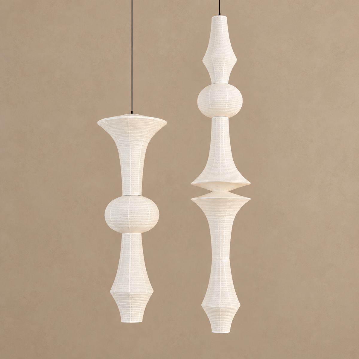 Extra Tall Washi Paper Pendant | Two Heights for a Stairwell or Double Height Room Touch Switch Casalola Lights Luxury