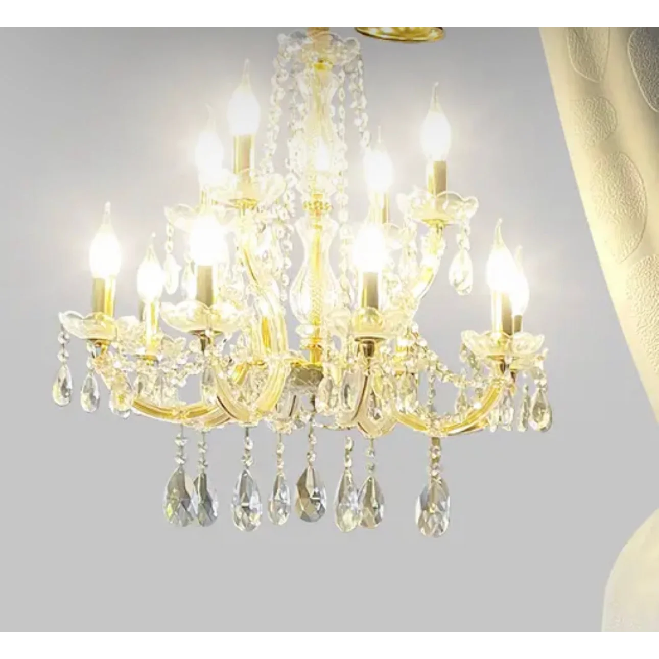 Tall Floor Lamp for Living Room Stairs | Sculpture with Crystal Chandelier | White Giraffe