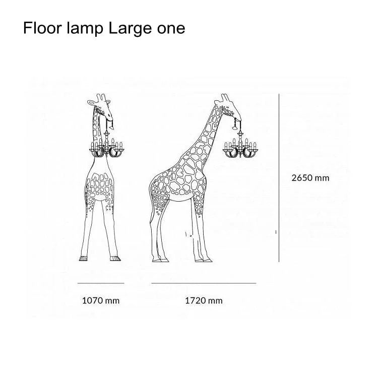 Tall Floor Lamp for Living Room Stairs | Sculpture with Crystal Chandelier | White Giraffe