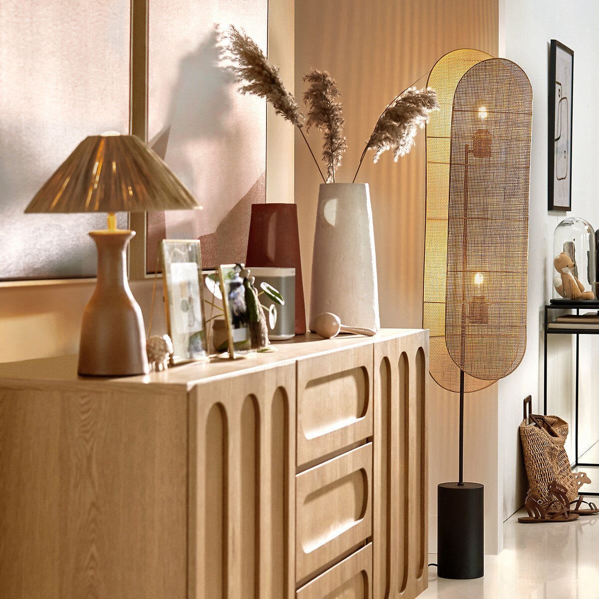 Shop for Floor Lamps - Rattan Metal Finish - Japandi