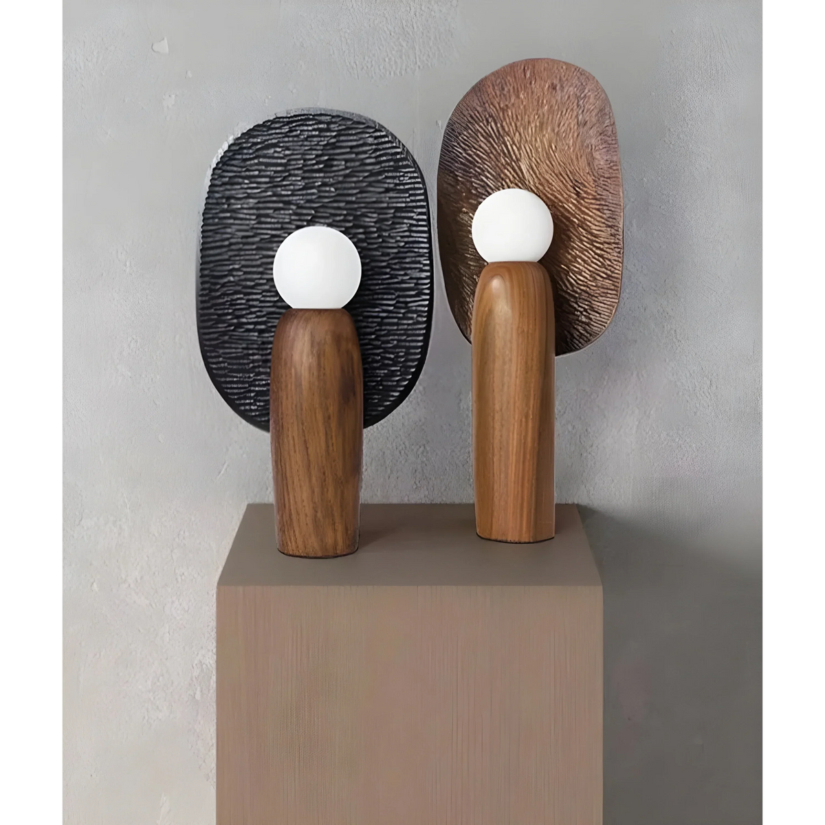 Wood Desk Lamp for Office and Bedroom | Small Black or Brown Table Exposed Bulb Dimmable Option Casalola Lights Luxury