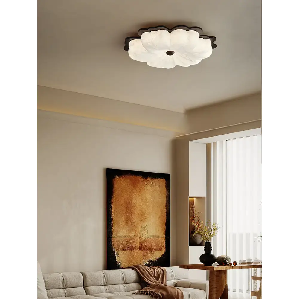 French Silk Petal Ceiling Light | Vintage-inspired Floral Statement - Flush Mounts