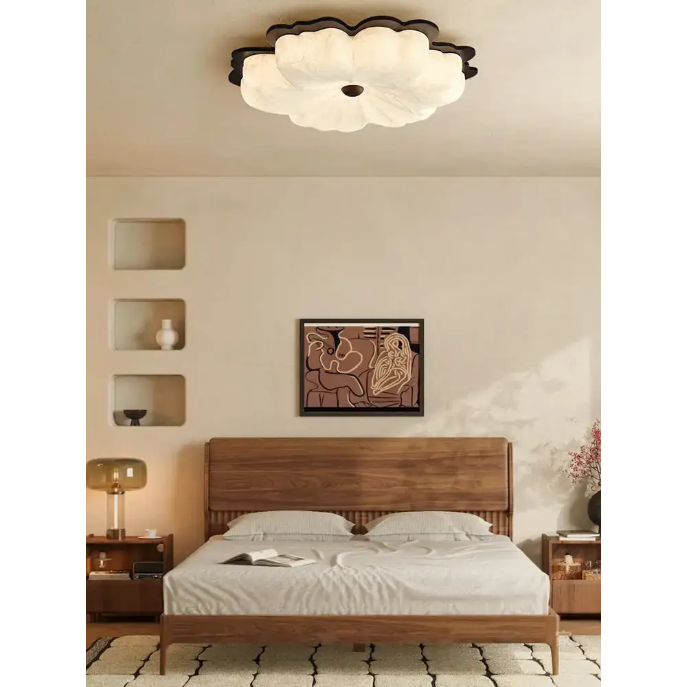 French Silk Petal Ceiling Light | Vintage-inspired Floral Statement - Flush Mounts