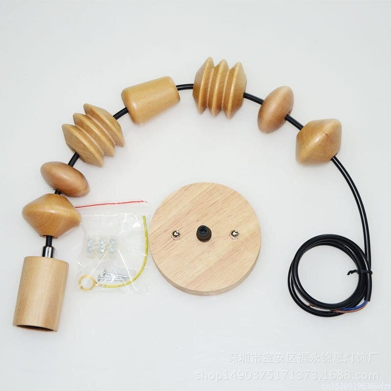 Wooden Geometric Beads String Pendant Lamp - Lamps