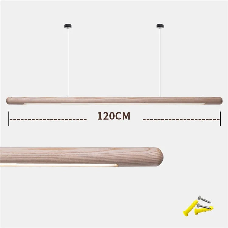 Wood Linear Pendant Light for Kitchen Island | Walnut or Ash 110 to 220 Cm (43 87″) Integrated Led Casalola Lights