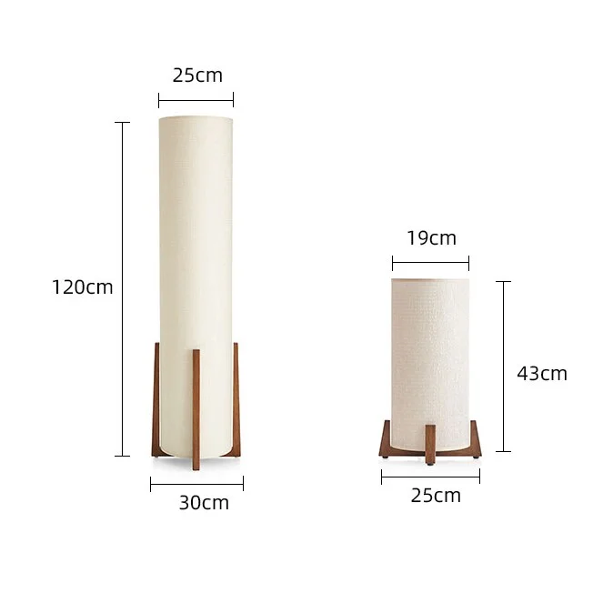 Wood Table Lamp or Floor with Linen Shade for Bedroom and Living Room | Japandi Dimmable Option Casalola Lights Luxury