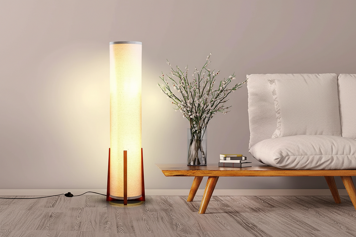 Wood Table Lamp or Floor with Linen Shade for Bedroom and Living Room | Japandi Dimmable Option Casalola Lights Luxury