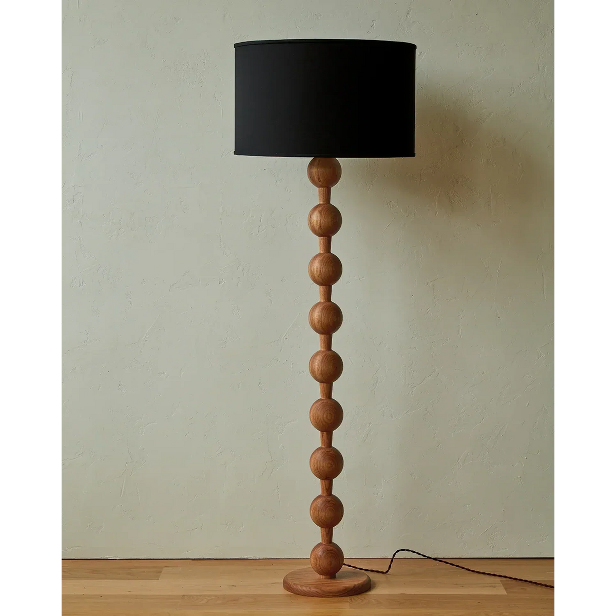 Smart Floor Lamp Wood Tone & Fabric Shade | 178cm Tall Remote App Control 2700k to 3500k Casalola Lights Luxury Lamps