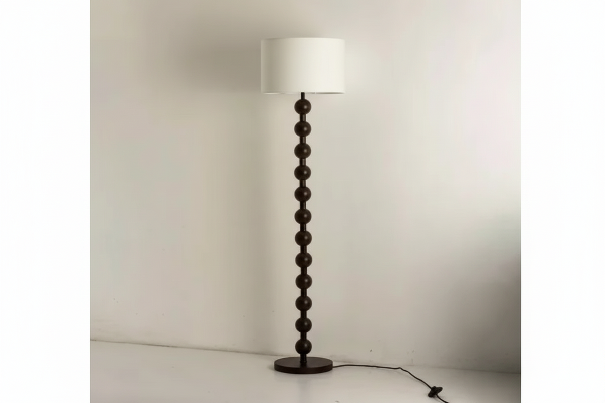 Smart Floor Lamp Wood Tone & Fabric Shade | 178cm Tall Remote App Control 2700k to 3500k Casalola Lights Luxury Lamps