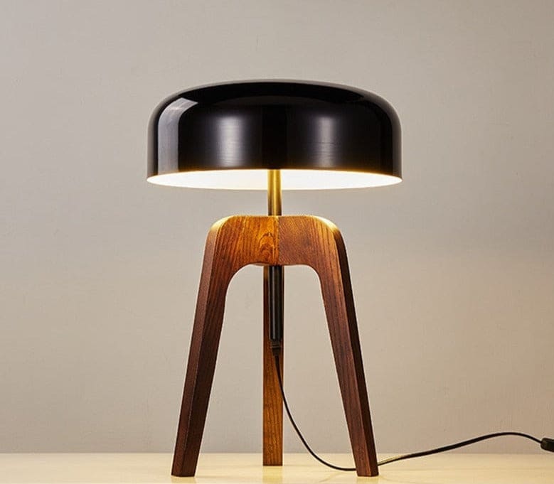 Tripod Table Lamp Wood Black Acrylic Lampshade and Floor Lighting Japandi Decor - Lamps