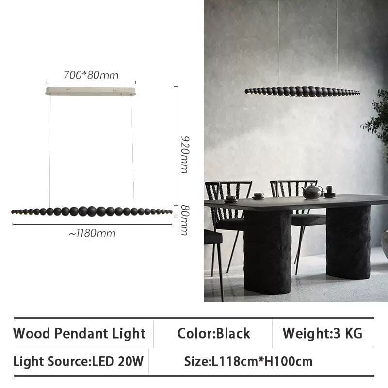Wooden Beads Bar Pendant Lighting | Modern Led Kitchen Island Dining Room | Casalola - Lamps
