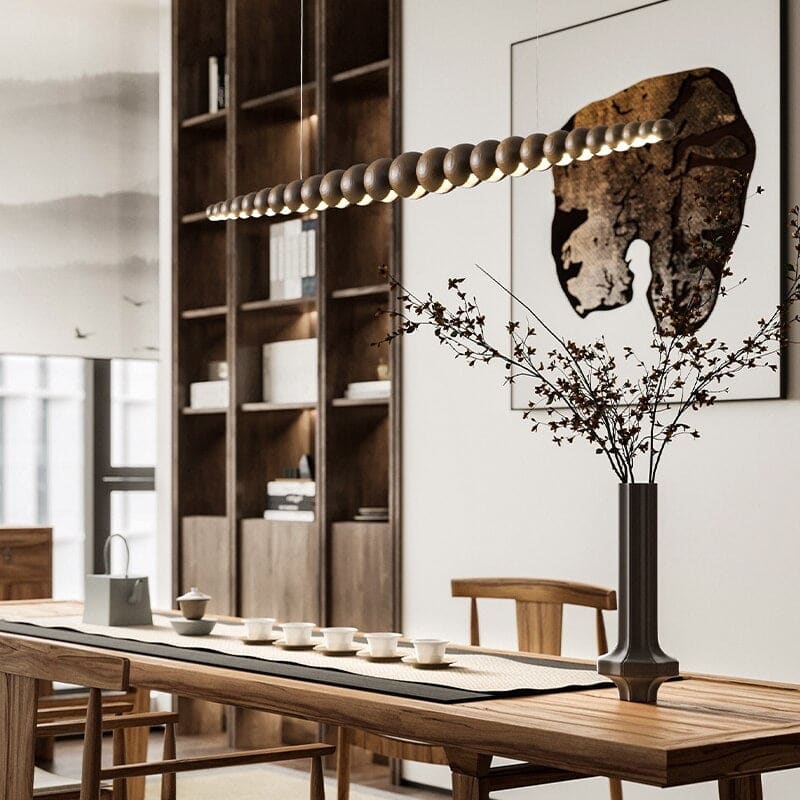 Wooden Beads Bar Pendant Lighting | Modern Led Kitchen Island Dining Room | Casalola - Lamps