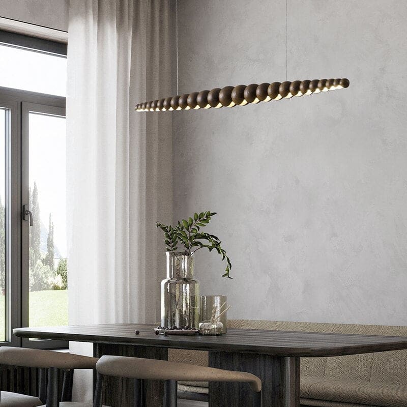 Wooden Beads Bar Pendant Lighting | Modern Led Kitchen Island Dining Room | Casalola - Lamps